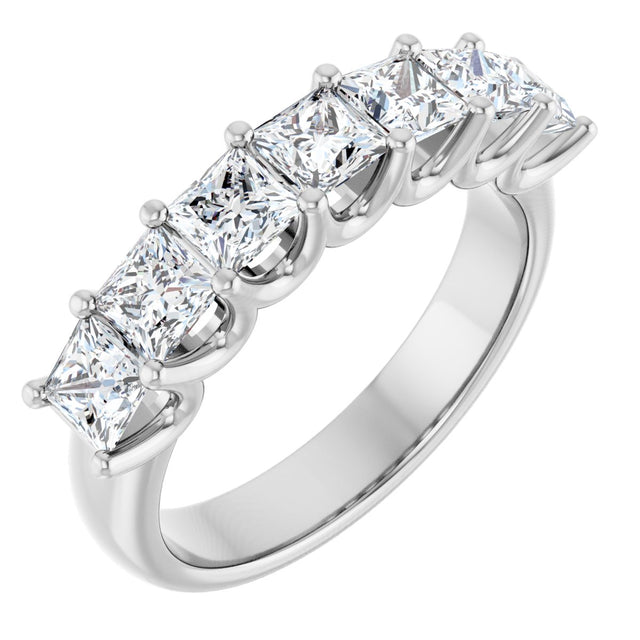 14K Gold Square Lab-Grown Diamond U-Prong Seven-Stone Anniversary Band – 1 1/6–1 3/4 CTW - White Gold
