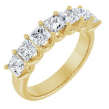14K Gold Square Lab-Grown Diamond U-Prong Seven-Stone Anniversary Band – 1 1/6–1 3/4 CTW - Yellow Gold