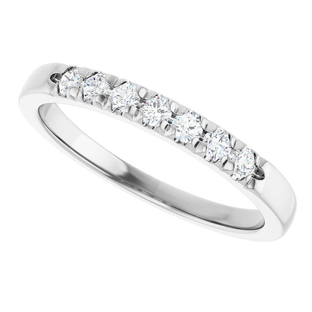 14K Gold Round Natural Diamond French-Set Seven-Stone Anniversary Band – .03–1/5 CTW - White Gold - view 5