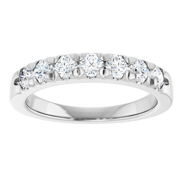 Platinum Round Lab-Grown Diamond French-Set Seven-Stone Anniversary Band – .03–1 1/8 CTW - view 3