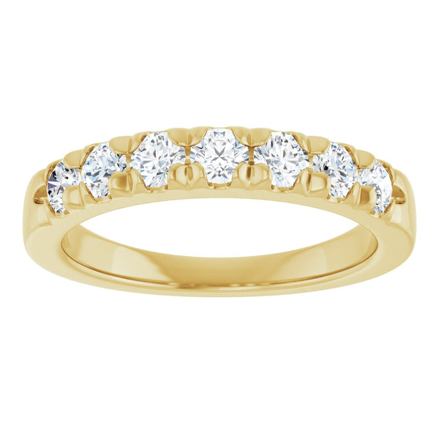 14K Gold Round Natural Diamond French-Set Seven-Stone Anniversary Band – 1/4–7/8 CTW - Yellow Gold - view 3