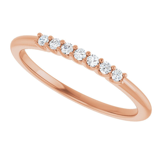 14K Gold Round Lab-Grown Diamond U-Prong Seven-Stone Anniversary Band – 1.5 mm Stones - Rose Gold - view 5