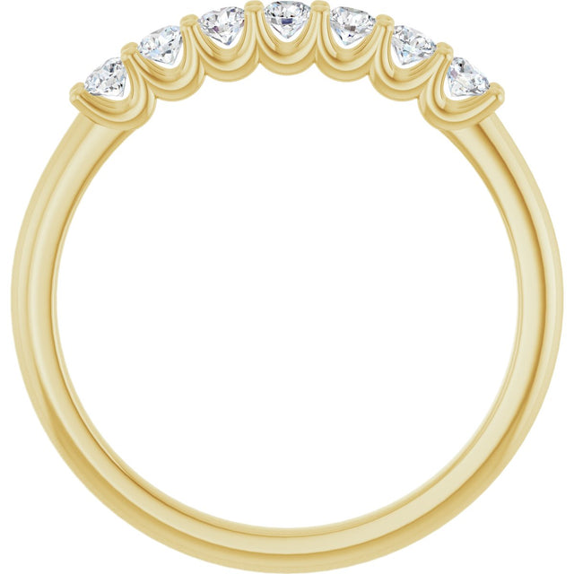 14K Gold Round Natural Diamond U-Prong Seven-Stone Anniversary Band – 2.25 mm Stones - Yellow Gold - view 2