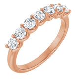 14K Gold Round Lab-Grown Diamond U-Prong Seven-Stone Anniversary Band – 3 mm Stones - Rose Gold