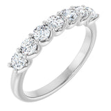 14K Gold Round Natural Diamond U-Prong Seven-Stone Anniversary Band – 3 mm Stones - White Gold