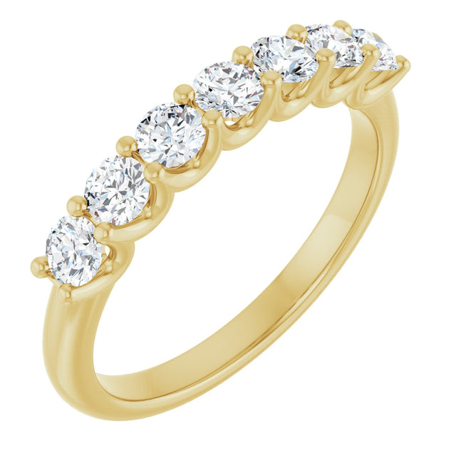 14K Gold Round Natural Diamond U-Prong Seven-Stone Anniversary Band – 3 mm Stones - Yellow Gold