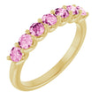 14K Gold Round Natural Pink Sapphire U-Prong Seven-Stone Anniversary Band