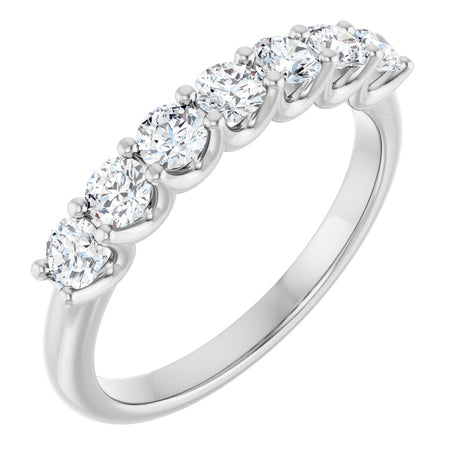 Platinum Round Lab-Grown Diamond U-Prong Seven-Stone Anniversary Band – 3 mm Stones
