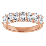 14K Gold Oval Lab-Grown Diamond U-Prong Seven-Stone Anniversary Band – 5x3 mm Stones - Rose Gold - view 3