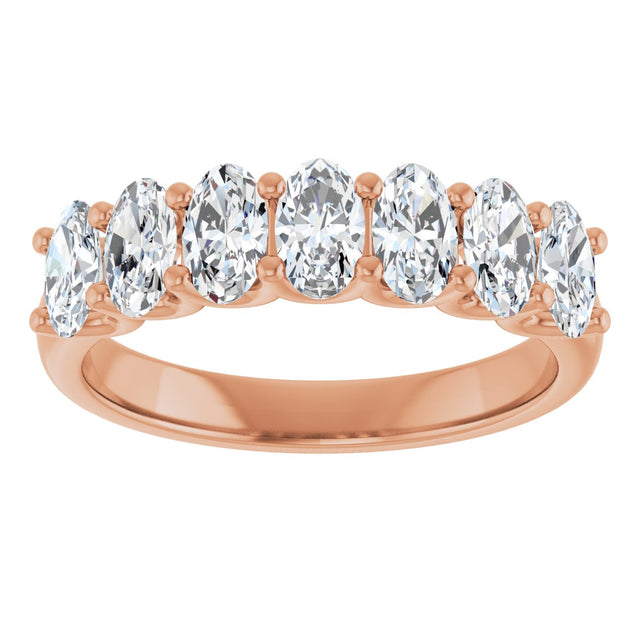 14K Gold Oval Lab-Grown Diamond U-Prong Seven-Stone Anniversary Band – 5x3 mm Stones - Rose Gold - view 3