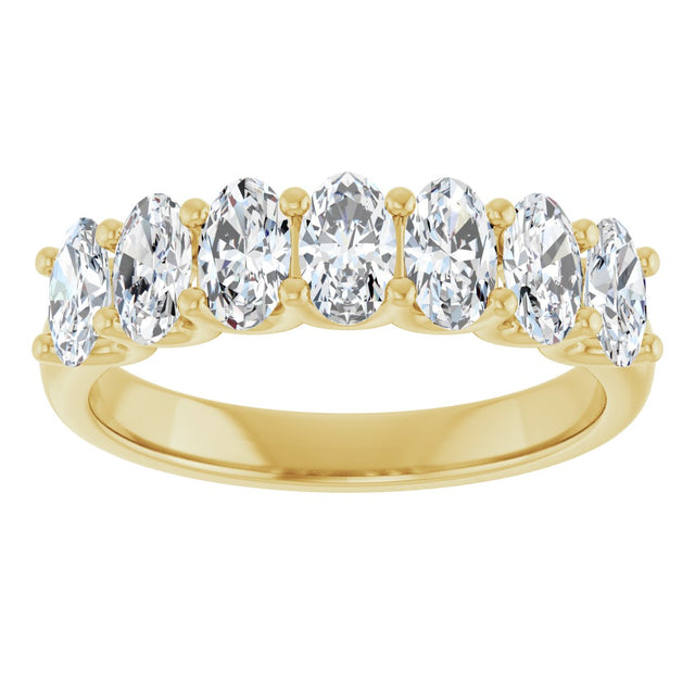 14K Gold Oval Lab-Grown Diamond U-Prong Seven-Stone Anniversary Band – 5x3 mm Stones - Yellow Gold - view 3