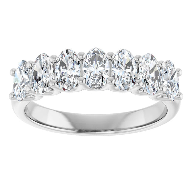 Platinum Oval Lab-Grown Diamond U-Prong Seven-Stone Anniversary Band – 5x3 mm Stones - view 3