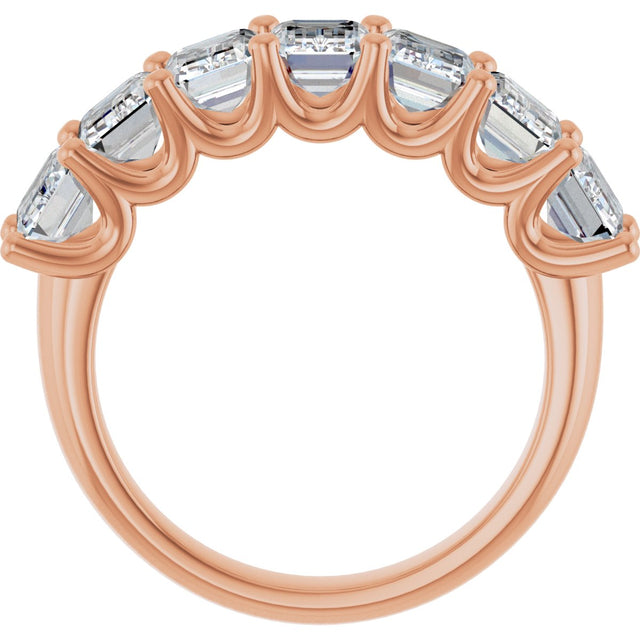 14K Gold Emerald Lab-Grown Diamond U-Prong Seven-Stone Anniversary Band – 2 1/6–4 1/5 CTW - Rose Gold - view 2