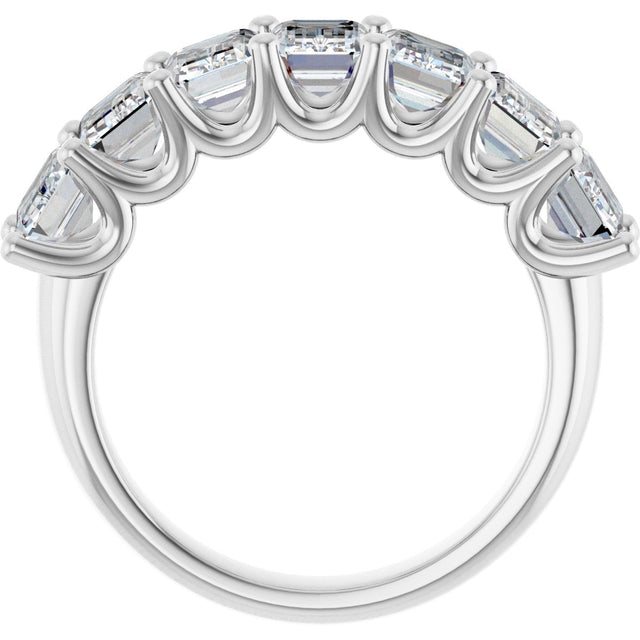 14K Gold Emerald Lab-Grown Diamond U-Prong Seven-Stone Anniversary Band – 2 1/6–4 1/5 CTW - White Gold - view 2