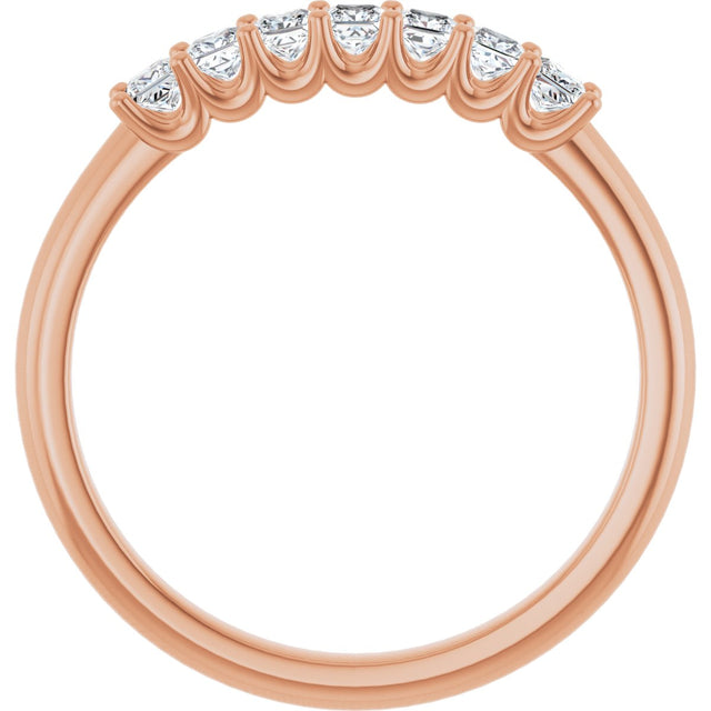 14K Gold Square Natural Diamond U-Prong Seven-Stone Anniversary Band – 1/6–5/8 CTW - Rose Gold - view 2