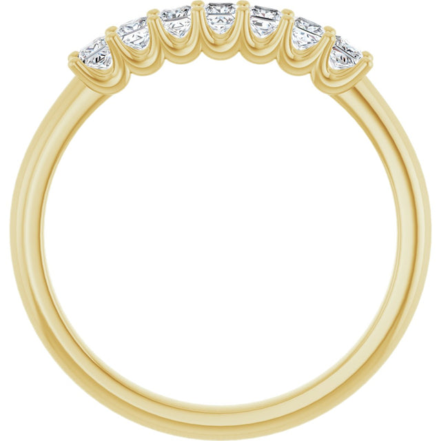 14K Gold Square Natural Diamond U-Prong Seven-Stone Anniversary Band – 1/6–5/8 CTW - Yellow Gold - view 2