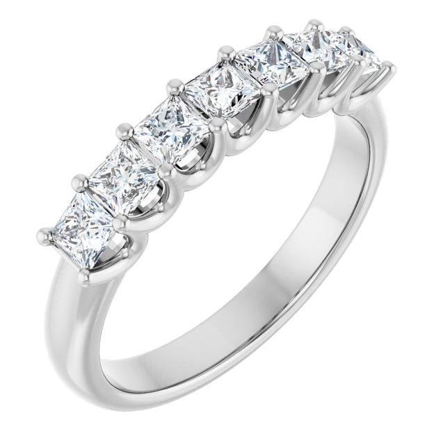 14K Gold Square Lab-Grown Diamond U-Prong Seven-Stone Anniversary Band – 1/6–7/8 CTW - White Gold