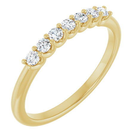 14K Gold Round Natural Diamond U-Prong Seven-Stone Anniversary Band – 2 mm Stones - Yellow Gold