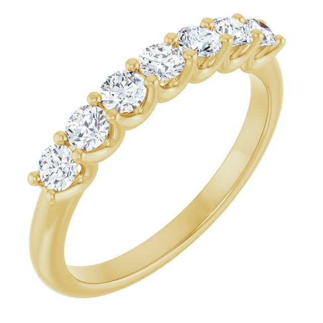 14K Gold Round Lab-Grown Diamond U-Prong Seven-Stone Anniversary Band – 2.8 mm Stones - Yellow Gold