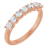 14K Gold Round Lab-Grown Diamond U-Prong Seven-Stone Anniversary Band – 2.8 mm Stones - Rose Gold