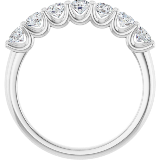 14K Gold Round Natural Diamond U-Prong Seven-Stone Anniversary Band – 2.75 mm Stones - White Gold - view 2
