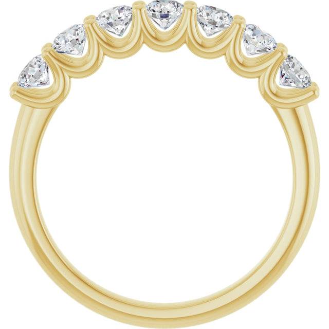 14K Gold Round Natural Diamond U-Prong Seven-Stone Anniversary Band – 2.75 mm Stones - Yellow Gold - view 2