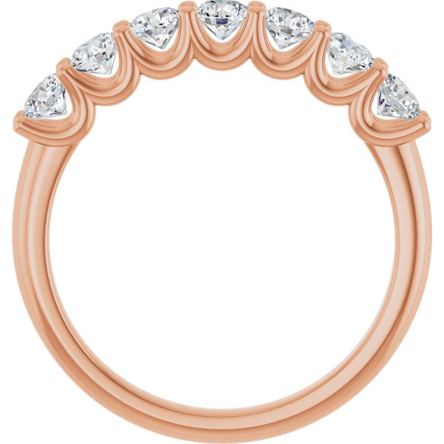 14K Gold Round Natural Diamond U-Prong Seven-Stone Anniversary Band – 2.75 mm Stones - Rose Gold - view 2