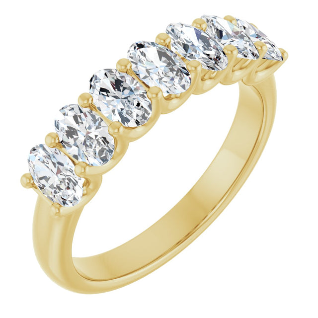 14K Gold Oval Lab-Grown Diamond U-Prong Seven-Stone Anniversary Band – 5x3 mm Stones - Yellow Gold