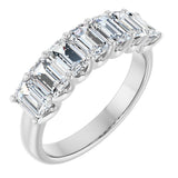 14K Gold Emerald Natural Diamond U-Prong Seven-Stone Anniversary Band – 2 1/6–4 1/5 CTW - White Gold