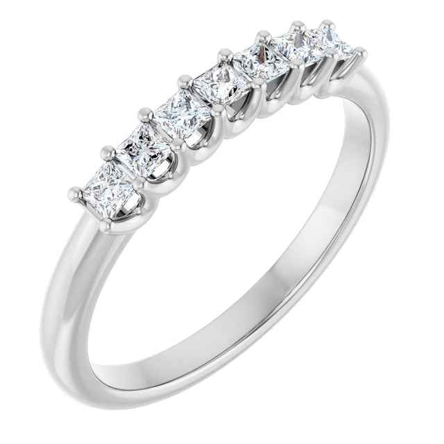 14K Gold Square Lab-Grown Diamond U-Prong Seven-Stone Anniversary Band – 1/6–7/8 CTW - White Gold