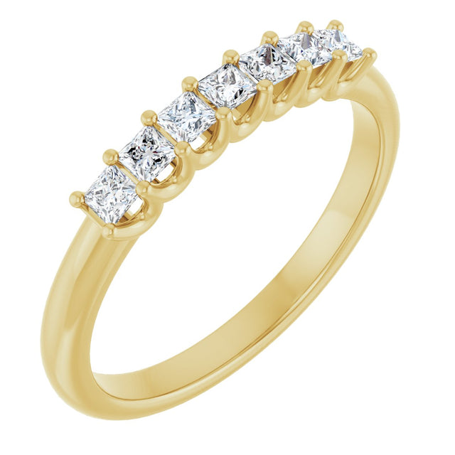 14K Gold Square Natural Diamond U-Prong Seven-Stone Anniversary Band – 1/6–5/8 CTW - Yellow Gold