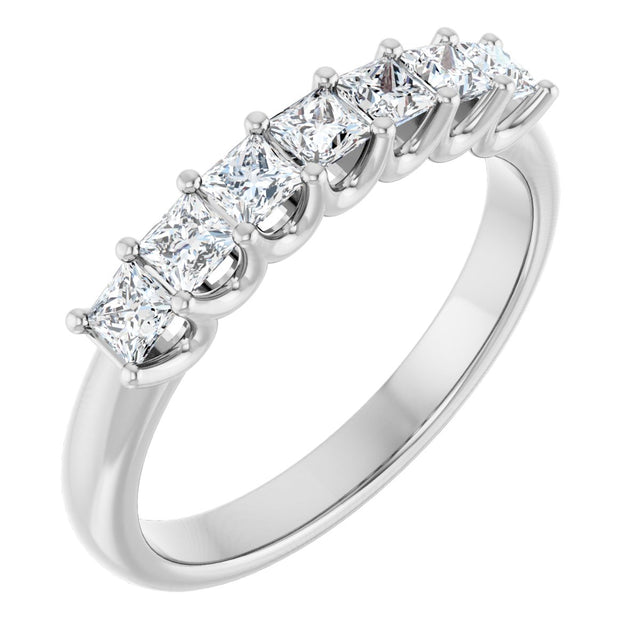 14K Gold Square Lab-Grown Diamond U-Prong Seven-Stone Anniversary Band – 1/6–7/8 CTW - White Gold
