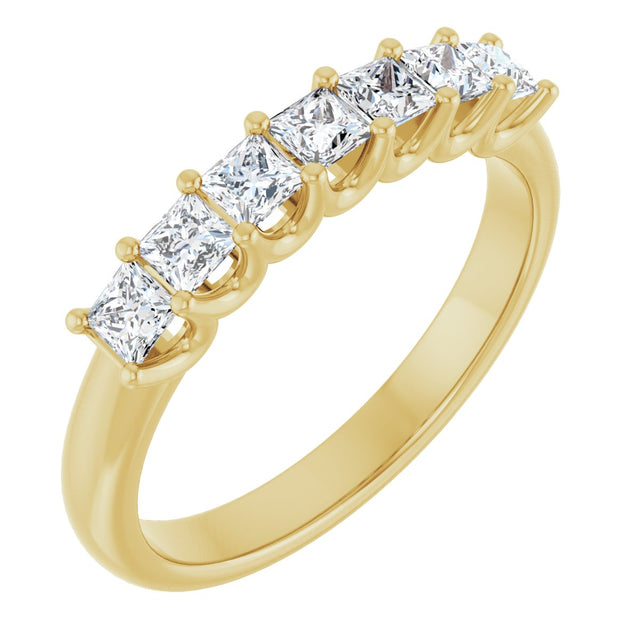14K Gold Square Lab-Grown Diamond U-Prong Seven-Stone Anniversary Band – 1/6–7/8 CTW - Yellow Gold