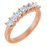 14K Gold Square Natural Diamond U-Prong Seven-Stone Anniversary Band – 1/6–5/8 CTW - Rose Gold