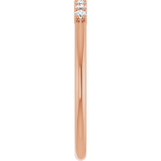 14K Gold Round Natural Diamond U-Prong Seven-Stone Anniversary Band – 1.7 mm Stones - Rose Gold - view 4