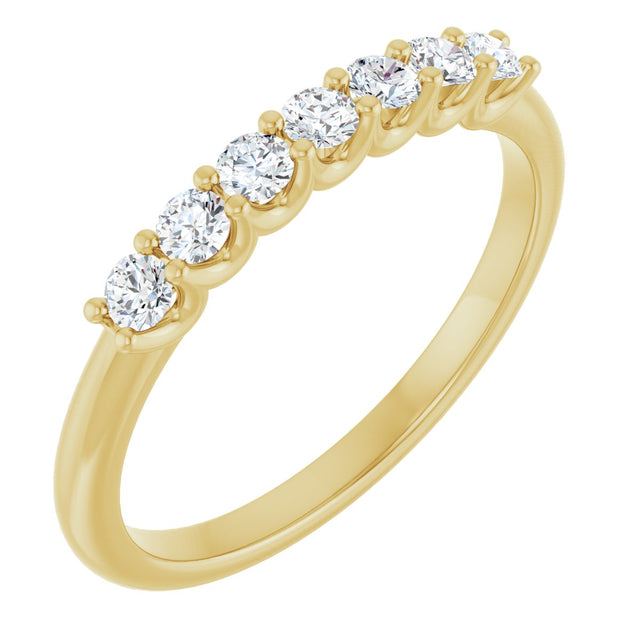 14K Gold Round Natural Diamond U-Prong Seven-Stone Anniversary Band – 2.25 mm Stones - Yellow Gold