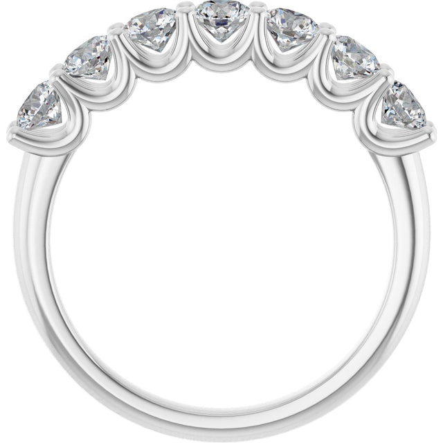 14K Gold Round Natural Diamond U-Prong Seven-Stone Anniversary Band – 3.4 mm Stones - White Gold - view 2