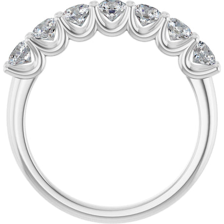Platinum Round Lab-Grown Diamond U-Prong Seven-Stone Anniversary Band – 3.4 mm Stones - view 2