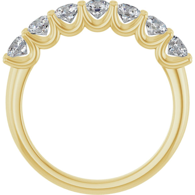 14K Gold Round Natural Diamond U-Prong Seven-Stone Anniversary Band – 3.4 mm Stones - Yellow Gold - view 2