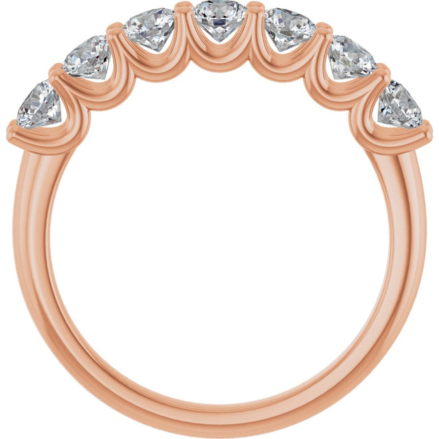 14K Gold Round Natural Diamond U-Prong Seven-Stone Anniversary Band – 3.4 mm Stones - Rose Gold - view 2