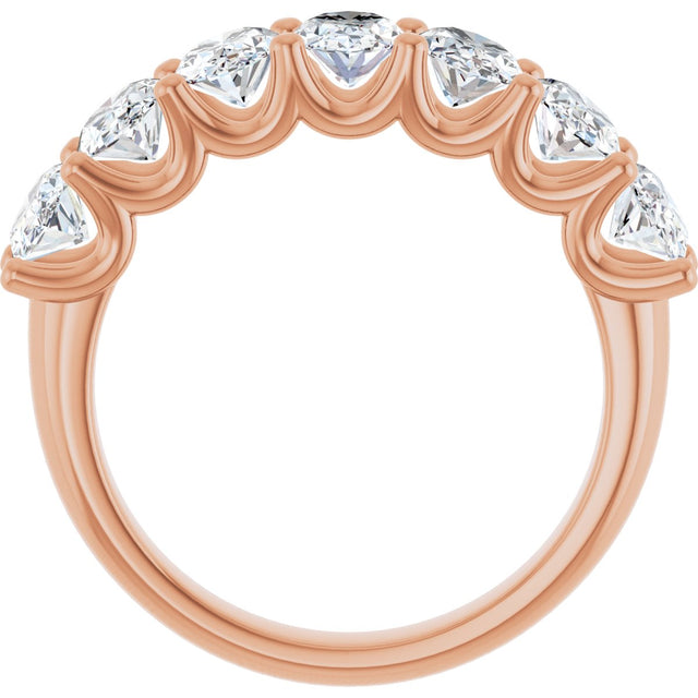 14K Gold Oval Lab-Grown Diamond U-Prong Seven-Stone Anniversary Band – 6x4 mm Stones - Rose Gold - view 2