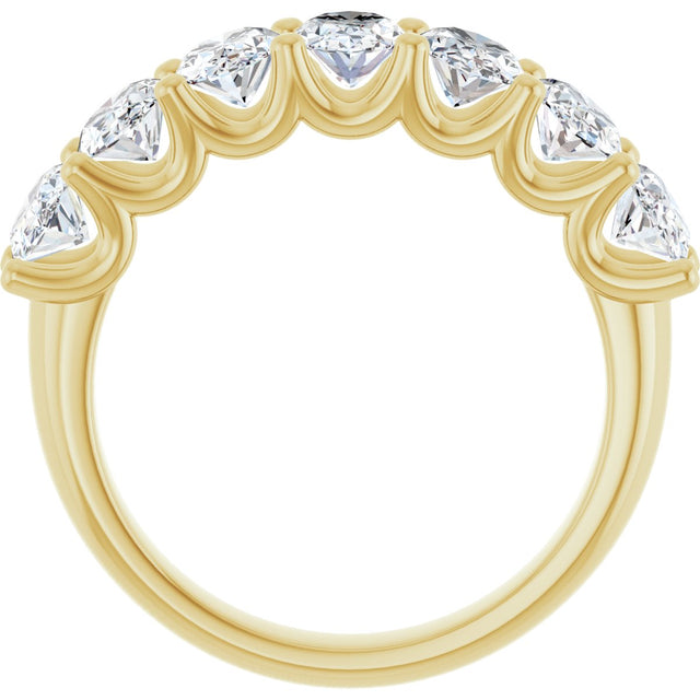 14K Gold Oval Lab-Grown Diamond U-Prong Seven-Stone Anniversary Band – 6x4 mm Stones - Yellow Gold - view 2