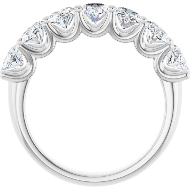 14K Gold Oval Lab-Grown Diamond U-Prong Seven-Stone Anniversary Band – 6x4 mm Stones - White Gold - view 2
