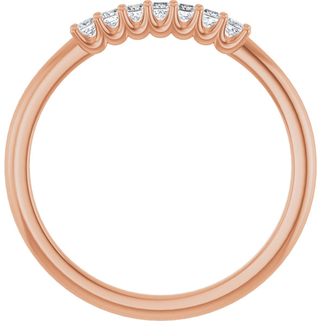 14K Gold Square Natural Diamond U-Prong Seven-Stone Anniversary Band – 1/6–5/8 CTW - Rose Gold - view 2