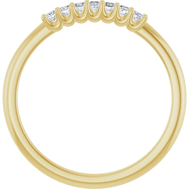 14K Gold Square Natural Diamond U-Prong Seven-Stone Anniversary Band – 1/6–5/8 CTW - Yellow Gold - view 2