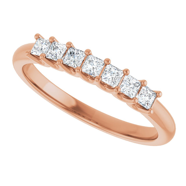14K Gold Square Natural Diamond U-Prong Seven-Stone Anniversary Band – 1/6–5/8 CTW - Rose Gold - view 5