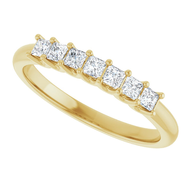 14K Gold Square Natural Diamond U-Prong Seven-Stone Anniversary Band – 1/6–5/8 CTW - Yellow Gold - view 5