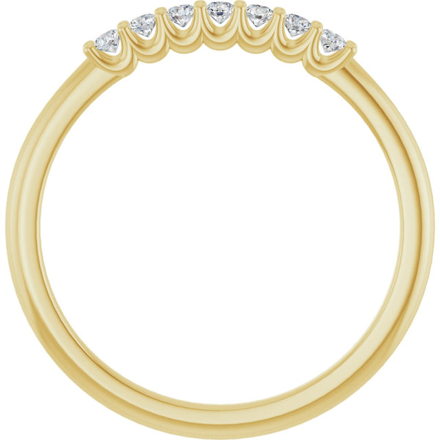 14K Gold Round Lab-Grown Diamond U-Prong Seven-Stone Anniversary Band – 1.7 mm Stones - Yellow Gold - view 2