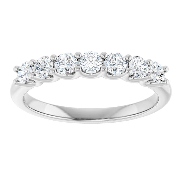 14K Gold Round Lab-Grown Diamond U-Prong Seven-Stone Anniversary Band – 2.8 mm Stones - White Gold - view 3