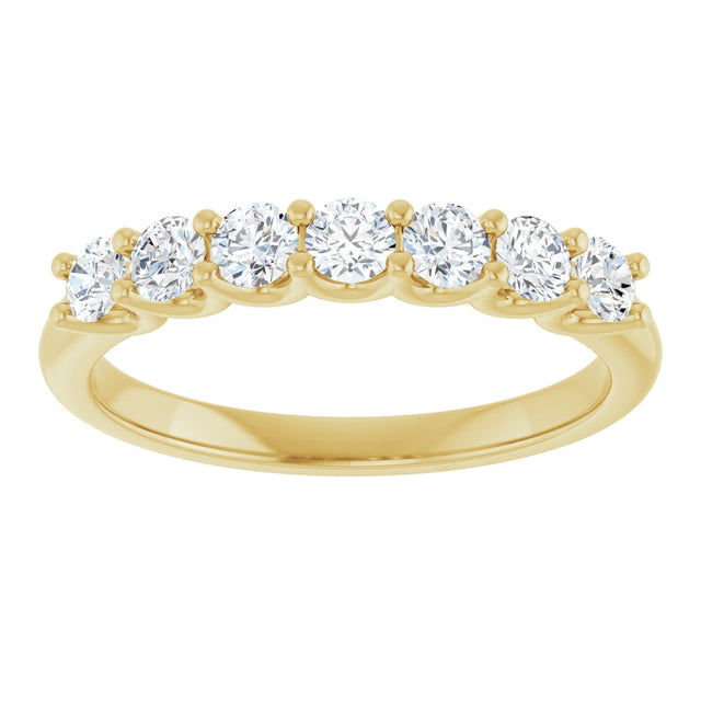 14K Gold Round Lab-Grown Diamond U-Prong Seven-Stone Anniversary Band – 2.8 mm Stones - Yellow Gold - view 3